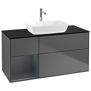 Villeroy and Boch Finion Villeroy and Boch Finion G822HGGK 120cm, cover plate black matt, Emotion, shelves Midnight matt lacquer, anthracite matt