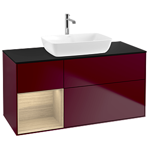 Villeroy und Boch Finion Waschtischunterschrank G822PCHB 120cm, Abdeckplatte black matt, Emotion, Regale Oak Veneer, Peony Matt