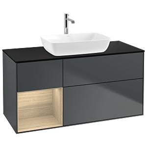 Villeroy und Boch Finion Waschtischunterschrank G822PCHG 120cm, Abdeckplatte black matt, Emotion, Regale Oak Veneer, Midnight Blue Matt Lacquer
