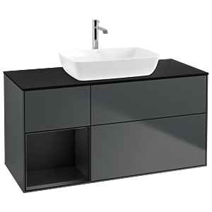 Villeroy und Boch Finion Waschtischunterschrank G822PDHG 120cm, Abdeckplatte black matt, Emotion, Regale Black matt lacquer, Midnight Blue Matt Lacquer