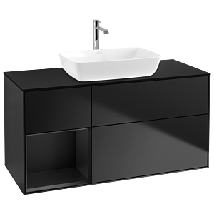Villeroy und Boch Finion Waschtischunterschrank G822PDPD 120cm, Abdeckplatte black matt, Emotion, Regale Black matt lacquer, Black matt lacquer
