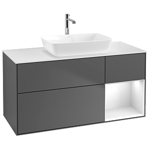 Villeroy and Boch Finion Villeroy and Boch Finion G831GFGK 120cm, cover plate white matt, Emotion, shelves Glossy white lacquer, anthracite matt