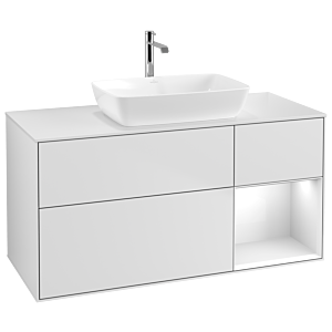 Villeroy and Boch Finion Villeroy and Boch Finion G831GFMT 120cm, cover plate white matt, Emotion, shelves Glossy white lacquer, white matt lacquer
