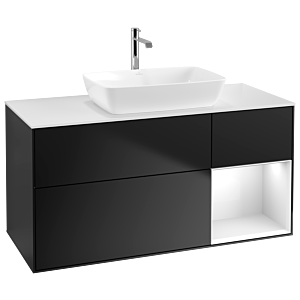 Villeroy and Boch Finion Villeroy and Boch Finion G831GFPD 120cm, cover plate white matt, Emotion, shelves Glossy white lacquer, Black matt lacquer