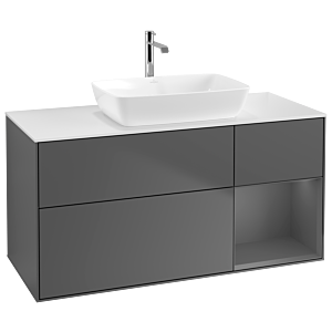 Villeroy and Boch Finion Villeroy and Boch Finion G831GKGK 120cm, cover plate white matt, Emotion, shelves anthracite matt lacquer, anthracite matt
