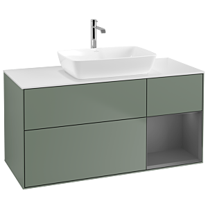 Villeroy and Boch Finion Villeroy and Boch Finion G831GKGM 120cm, cover plate white matt, Emotion, shelves anthracite matt lacquer, Olive Matt Lacquer