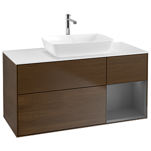 Villeroy and Boch Finion Villeroy and Boch Finion G831GKGN 120cm, cover plate white matt, Emotion, shelves anthracite matt lacquer, walnut veneer