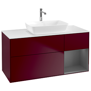 Villeroy und Boch Finion Waschtischunterschrank G831GKHB 120cm, Abdeckplatte white matt, Emotion, Regale Anthracite matt lacquer, Peony Matt