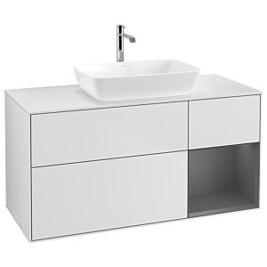 Villeroy und Boch Finion Waschtischunterschrank G831GKMT 120cm, Abdeckplatte white matt, Emotion, Regale Anthracite matt lacquer, White matt lacquer