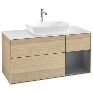 Villeroy and Boch Finion Villeroy and Boch Finion G831GKPC 120cm, cover plate white matt, Emotion, shelves anthracite matt lacquer, Oak Veneer