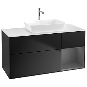 Villeroy und Boch Finion Waschtischunterschrank G831GKPD 120cm, Abdeckplatte white matt, Emotion, Regale Anthracite matt lacquer, Black matt lacquer