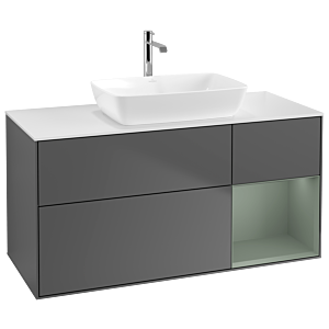 Villeroy and Boch Finion Villeroy and Boch Finion G831GMGK 120cm, cover plate white matt, Emotion, shelves olive matt lacquer, anthracite matt
