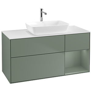 Villeroy und Boch Finion Waschtischunterschrank G831GMGM 120cm, Abdeckplatte white matt, Emotion, Regale Olive matt lacquer, Olive Matt Lacquer