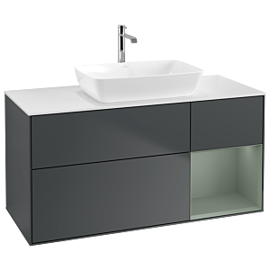Villeroy und Boch Finion Waschtischunterschrank G831GMHG 120cm, Abdeckplatte white matt, Emotion, Regale Olive matt lacquer, Midnight Blue Matt Lacquer