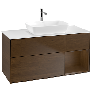 Villeroy und Boch Finion Waschtischunterschrank G831GNGN 120cm, Abdeckplatte white matt, Emotion, Regale Walnut Veneer, Walnut veneer
