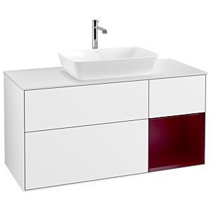 Villeroy und Boch Finion Waschtischunterschrank G831HBGF 120cm, Abdeckplatte white matt, Emotion, Regale Peony matt lacquer, Glossy white lacquer