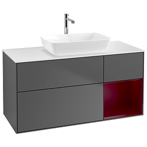 Villeroy und Boch Finion Waschtischunterschrank G831HBGK 120cm, Abdeckplatte white matt, Emotion, Regale Peony matt lacquer, Anthracite matt
