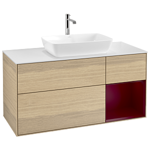 Villeroy und Boch Finion Waschtischunterschrank G831HBPC 120cm, Abdeckplatte white matt, Emotion, Regale Peony matt lacquer, Oak Veneer