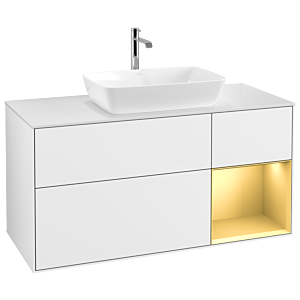 Villeroy and Boch Finion Villeroy and Boch Finion G831HFGF 120cm, cover plate white matt, Emotion, shelves gold matt lacquer, glossy white lacquer