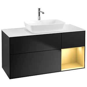 Villeroy and Boch Finion Villeroy and Boch Finion G831HFPD 120cm, cover plate white matt, Emotion, shelves gold matt lacquer, black matt lacquer