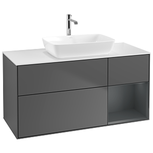 Villeroy und Boch Finion Waschtischunterschrank G831HGGK 120cm, Abdeckplatte white matt, Emotion, Regale Midnight matt lacquer, Anthracite matt