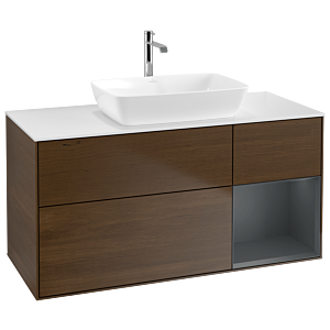 Villeroy and Boch Finion Villeroy and Boch Finion G831HGGN 120cm, cover plate white matt, Emotion, shelves Midnight matt lacquer, walnut veneer