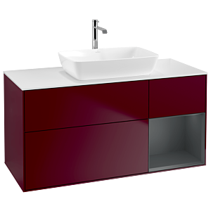 Villeroy und Boch Finion Waschtischunterschrank G831HGHB 120cm, Abdeckplatte white matt, Emotion, Regale Midnight matt lacquer, Peony Matt