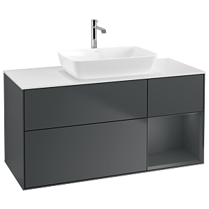 Villeroy und Boch Finion Waschtischunterschrank G831HGHG 120cm, Abdeckplatte white matt, Emotion, Regale Midnight matt lacquer, Midnight Blue Matt Lacquer