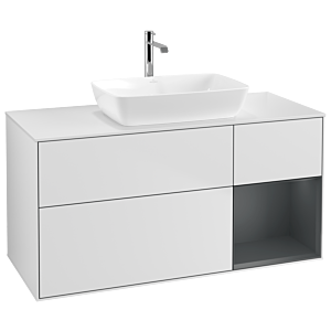 Villeroy and Boch Finion Villeroy and Boch Finion G831HGMT 120cm, cover plate white matt, Emotion, shelves midnight matt lacquer, white matt lacquer