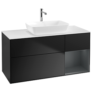 Villeroy und Boch Finion Waschtischunterschrank G831HGPD 120cm, Abdeckplatte white matt, Emotion, Regale Midnight matt lacquer, Black matt lacquer