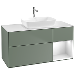 Villeroy and Boch Finion Villeroy and Boch Finion G831MTGM 120cm, cover plate white matt, Emotion, shelves white matt lacquer, Olive Matt Lacquer