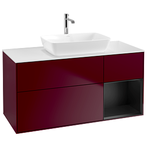 Villeroy und Boch Finion Waschtischunterschrank G831PDHB 120cm, Abdeckplatte white matt, Emotion, Regale Black matt lacquer, Peony Matt