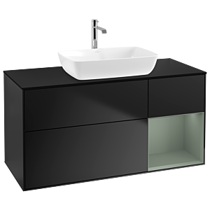 Villeroy and Boch Finion Villeroy and Boch Finion G832GMPD 120cm, cover plate black matt, Emotion, shelves olive matt lacquer, black matt lacquer