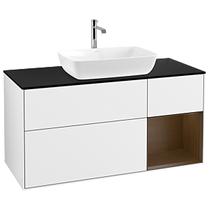 Villeroy and Boch Finion Villeroy and Boch Finion G832GNGF 120cm, cover plate black matt, Emotion, shelves Walnut Veneer , glossy white lacquer