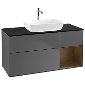 Villeroy and Boch Finion Villeroy and Boch Finion G832GNGK 120cm, cover plate black matt, Emotion, shelves Walnut Veneer , anthracite matt