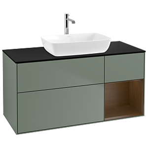 Villeroy and Boch Finion Villeroy and Boch Finion G832GNGM 120cm, cover plate black matt, Emotion, shelves Walnut Veneer , Olive Matt Lacquer