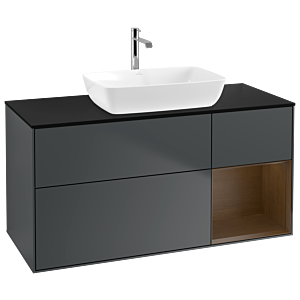 Villeroy and Boch Finion Villeroy and Boch Finion G832GNHG 120cm, cover plate black matt, Emotion, shelves Walnut Veneer , Midnight Blue Matt Lacquer