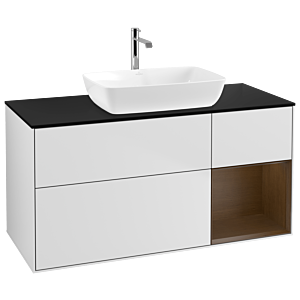 Villeroy and Boch Finion Villeroy and Boch Finion G832GNMT 120cm, cover plate black matt, Emotion, shelves Walnut Veneer , white matt lacquer