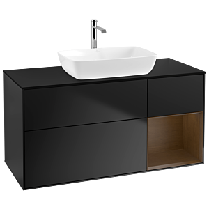 Villeroy and Boch Finion Villeroy and Boch Finion G832GNPD 120cm, cover plate black matt, Emotion, shelves Walnut Veneer , black matt lacquer