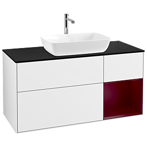 Villeroy and Boch Finion Villeroy and Boch Finion G832HBGF 120cm, cover plate black matt, Emotion, shelves Peony matt lacquer, glossy white lacquer