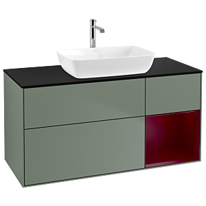 Villeroy und Boch Finion Waschtischunterschrank G832HBGM 120cm, Abdeckplatte black matt, Emotion, Regale Peony matt lacquer, Olive Matt Lacquer