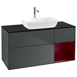 Villeroy und Boch Finion Waschtischunterschrank G832HBHG 120cm, Abdeckplatte black matt, Emotion, Regale Peony matt lacquer, Midnight Blue Matt Lacquer