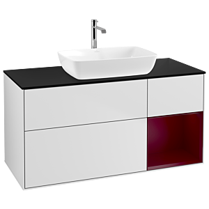 Villeroy and Boch Finion Villeroy and Boch Finion G832HBMT 120cm, cover plate black matt, Emotion, shelves Peony matt lacquer, white matt lacquer