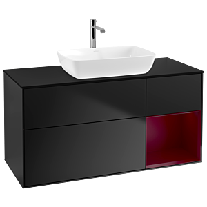 Villeroy und Boch Finion Waschtischunterschrank G832HBPD 120cm, Abdeckplatte black matt, Emotion, Regale Peony matt lacquer, Black matt lacquer