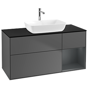 Villeroy et Boch Finion Villeroy et Boch G832HGGK 120cm, plaque de recouvrement noire mate, Emotion, étagères laqué mat Midnight, anthracite mat
