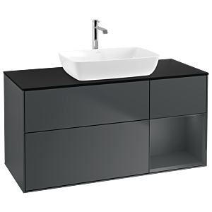 Villeroy und Boch Finion Waschtischunterschrank G832HGHG 120cm, Abdeckplatte black matt, Emotion, Regale Midnight matt lacquer, Midnight Blue Matt Lacquer