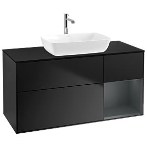 Villeroy und Boch Finion Waschtischunterschrank G832HGPD 120cm, Abdeckplatte black matt, Emotion, Regale Midnight matt lacquer, Black matt lacquer