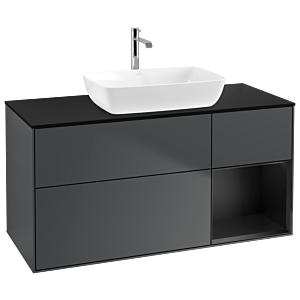 Villeroy und Boch Finion Waschtischunterschrank G832PDHG 120cm, Abdeckplatte black matt, Emotion, Regale Black matt lacquer, Midnight Blue Matt Lacquer