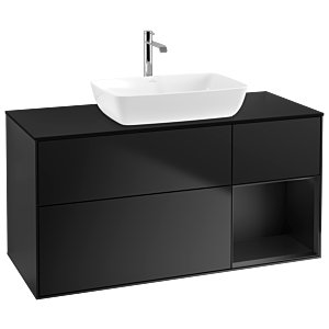 Villeroy und Boch Finion Waschtischunterschrank G832PDPD 120cm, Abdeckplatte black matt, Emotion, Regale Black matt lacquer, Black matt lacquer