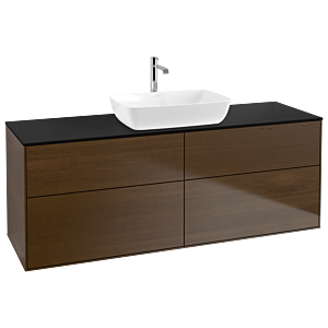 Villeroy und Boch Finion Waschtischunterschrank G85200GN 160x60,3cm, Emotion, Abdeckplatte black matt, Walnut veneer